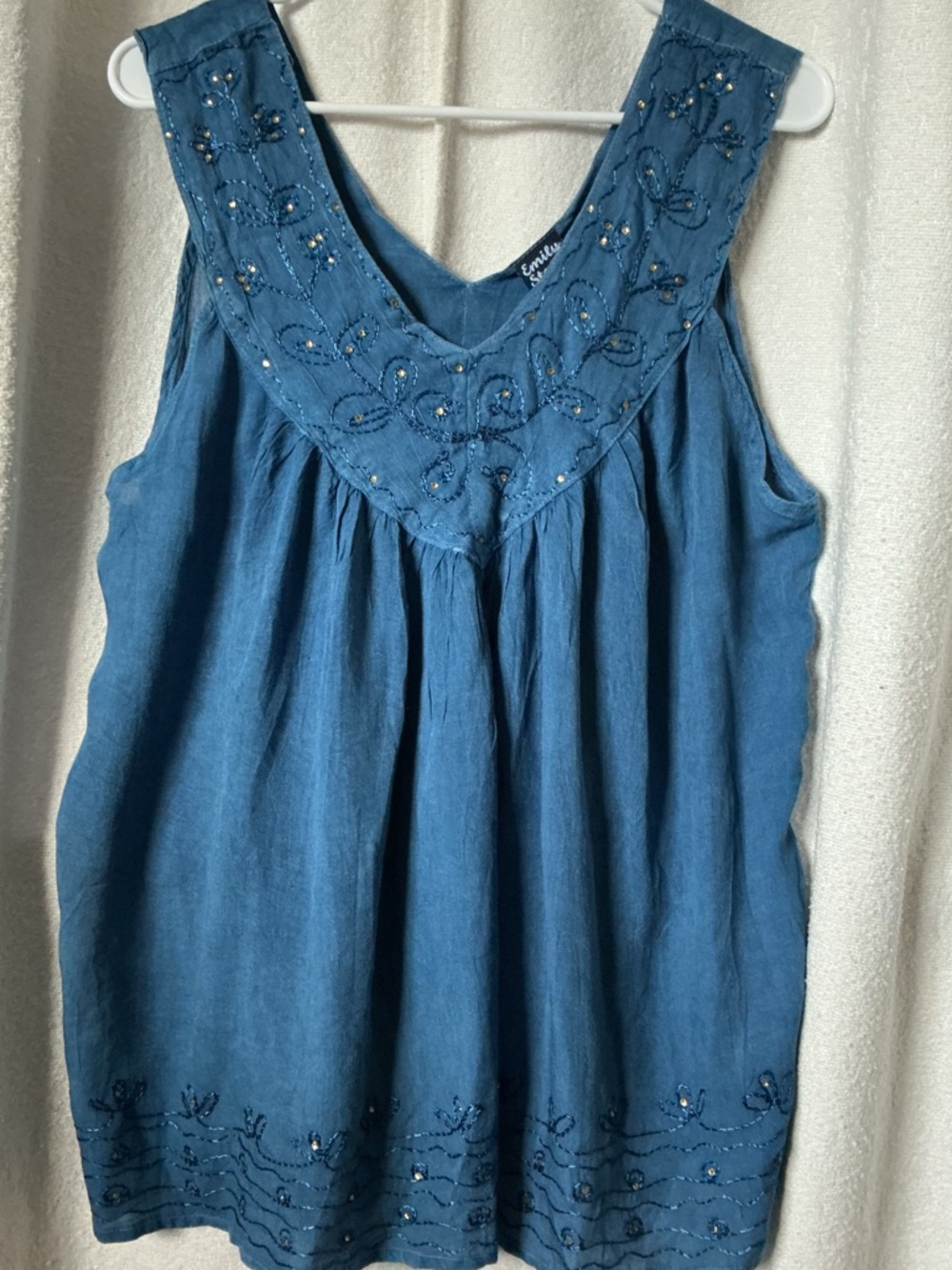 Chic Emily Stacy Blue Blouse Plus 2X/3X Lightweight